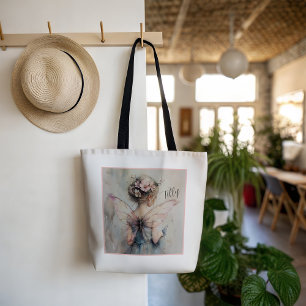 Tote Bag Fleur Fée personnalisée fille Fourre-tout mariage