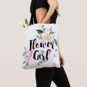 Tote Bag Fleur Fille Rose Blush Floral Mariage