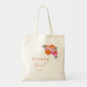 Tote Bag Fleur florale rose vif Fille Nom Mariage (Devant)