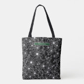 Tote Bag Fleur foncé noir blanc Motif vert Nom (Dos)