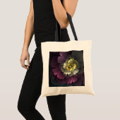 Tote Bag Fleur fractale grise pourpre moderne abstraite (Devant (produit))