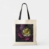 Tote Bag Fleur fractale grise pourpre moderne abstraite (Dos)