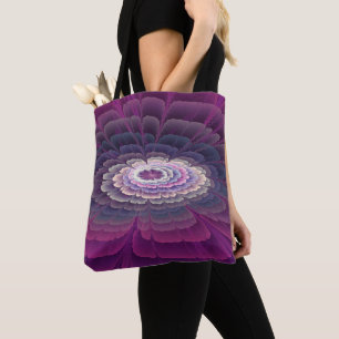 Tote Bag Fleur frappante abstraite fractale couleur rose
