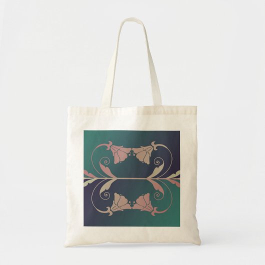 Tote Bag Fleur fuschia Art nouveau rose bleu vert élégant (Devant)