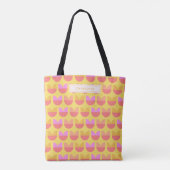 Tote Bag Fleur géométrique mignon Motif en Jaune et Rose (Dos)