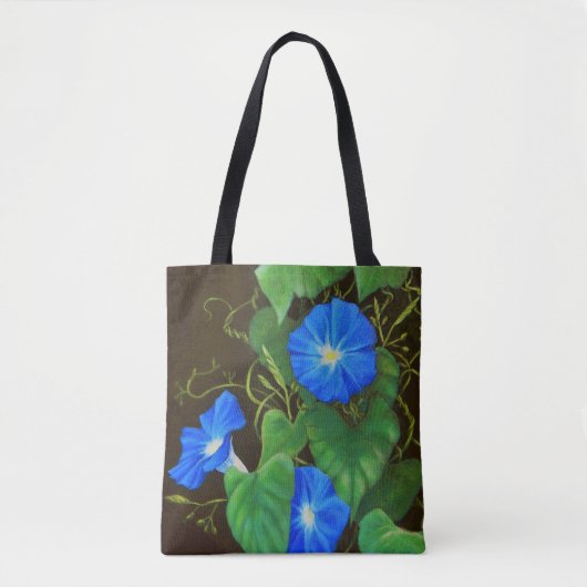 Tote Bag Fleur glacée matinale bleue aux vignes (Devant)