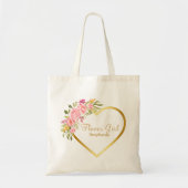 Tote Bag Fleur Gold Heart Rose Floral Mariage (Devant)