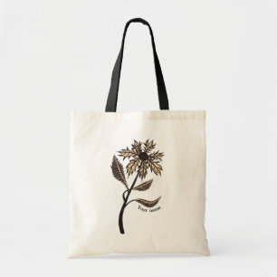 Tote Bag Fleur gothique Retro Encre Vintage Rouge Noir Nom