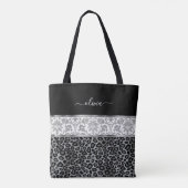 Tote Bag Fleur grise et motif léopard (Dos)