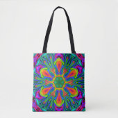 Tote Bag Fleur hippie psychédélique arc-en-ciel (Devant)