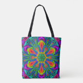 Tote Bag Fleur hippie psychédélique arc-en-ciel (Dos)