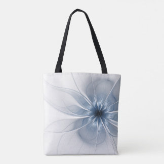 Tote Bag Fleur imaginaire fractale bleue douce et tendresse