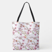 Tote Bag Fleur initiale de monogramme de cerisier rose (Dos)