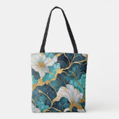 Tote Bag Fleur Japonaise Sarcelle Or (Dos)