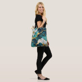 Tote Bag Fleur Japonaise Sarcelle Or (Sur le modèle)