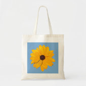 Tote Bag Fleur jaune avec Arrière - plan bleu (Devant)