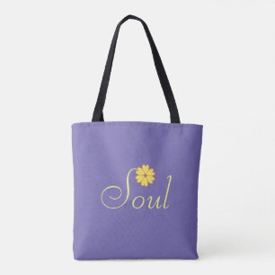 Tote Bag Fleur jaune sur fond bleu lavande