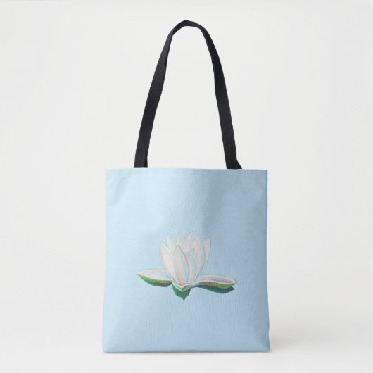Tote Bag Fleur Lotus Blanc Illustration Bleu clair (Devant)