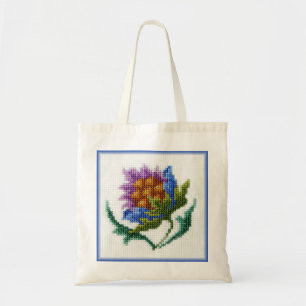 Tote Bag Fleur lumineuse brodée par main