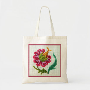 Tote Bag Fleur lumineuse brodée par main 3