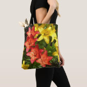 Tote Bag Fleur Lys jaune rouge vert conçu (De près)