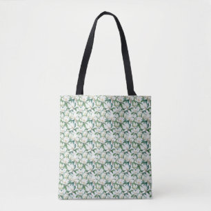 Tote Bag Fleur Magnolia Blanche Sans Faille Avec Feuilles V