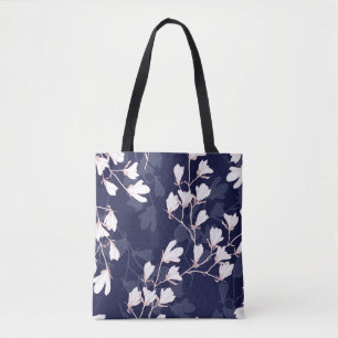 Tote Bag Fleur Magnolia sans couture motif avec fleur blanc