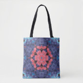 Tote Bag Fleur Mandala rétro bleu et rose (Devant)
