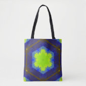 Tote Bag Fleur Mandala Retro Vert et Bleu (Devant)