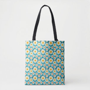 Tote Bag Fleur marguerite blanche et orange sans couleur