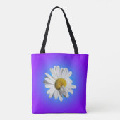 Tote Bag Fleur marguerite blanche Flore pourpre Bleu Dégrad (Dos)