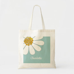 Tote Bag Fleur marguerite blanche Personnaliser le nom Anni