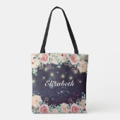 Tote Bag Fleur mariage Fille Florale Violet éclat (Dos)