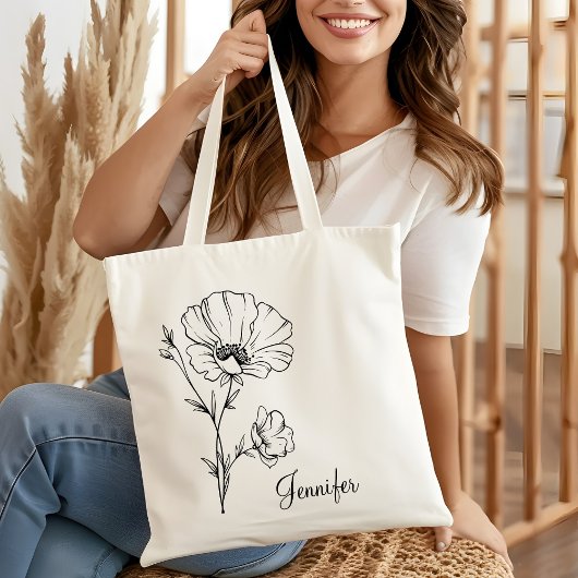 Tote Bag Fleur Mois de naissance Anniversaire Femmes Maman 