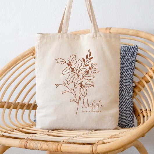 Tote Bag Fleur Mois de naissance personnalisée Décembre Boh