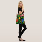 Tote Bag Fleur noir élégant (Sur le modèle)