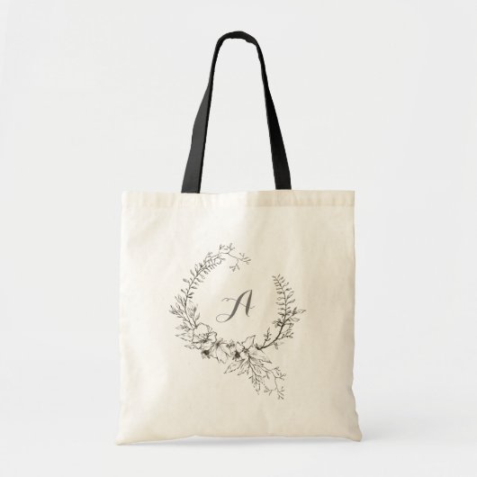 Tote Bag Fleur noire et blanche (Devant)