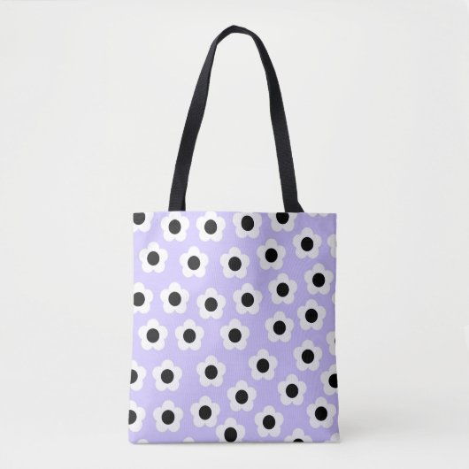 Tote Bag Fleur noire et blanche mignonne avec Arrière - pla (Devant)