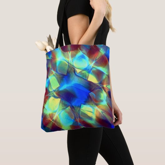Tote Bag Fleur numérique bleue intense contrastant avec le (De près)