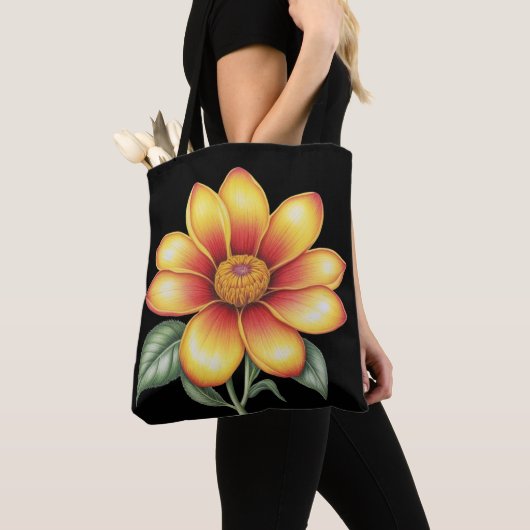 Tote Bag Fleur orange (De près)