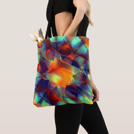 Tote Bag Fleur orange intense en texture polie numérique (De près)