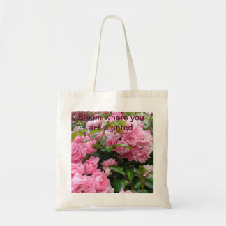 Tote Bag Fleur où vous êtes fourre-tout rose planté