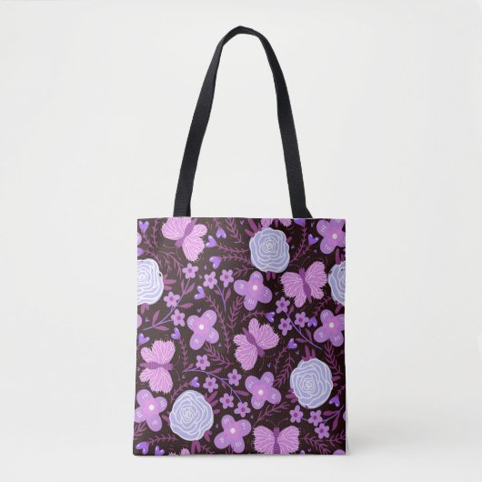 Tote Bag Fleur papillon rose (Devant)