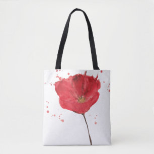 Tote Bag Fleur peinte 2 de pavot d'aquarelle