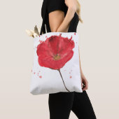 Tote Bag Fleur peinte 2 de pavot d'aquarelle (De près)