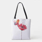 Tote Bag Fleur peinte stylisée de pavot d'aquarelle (Dos)