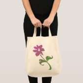 Tote Bag Fleur poétique rose et verte (Devant (produit))