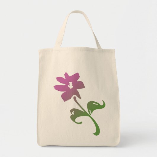 Tote Bag Fleur poétique rose et verte (Devant)