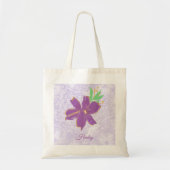 Tote Bag Fleur pourpre avec bordure or (Devant)