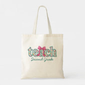 Tote Bag Fleur Prépa avec Nœud Rose (Dos)